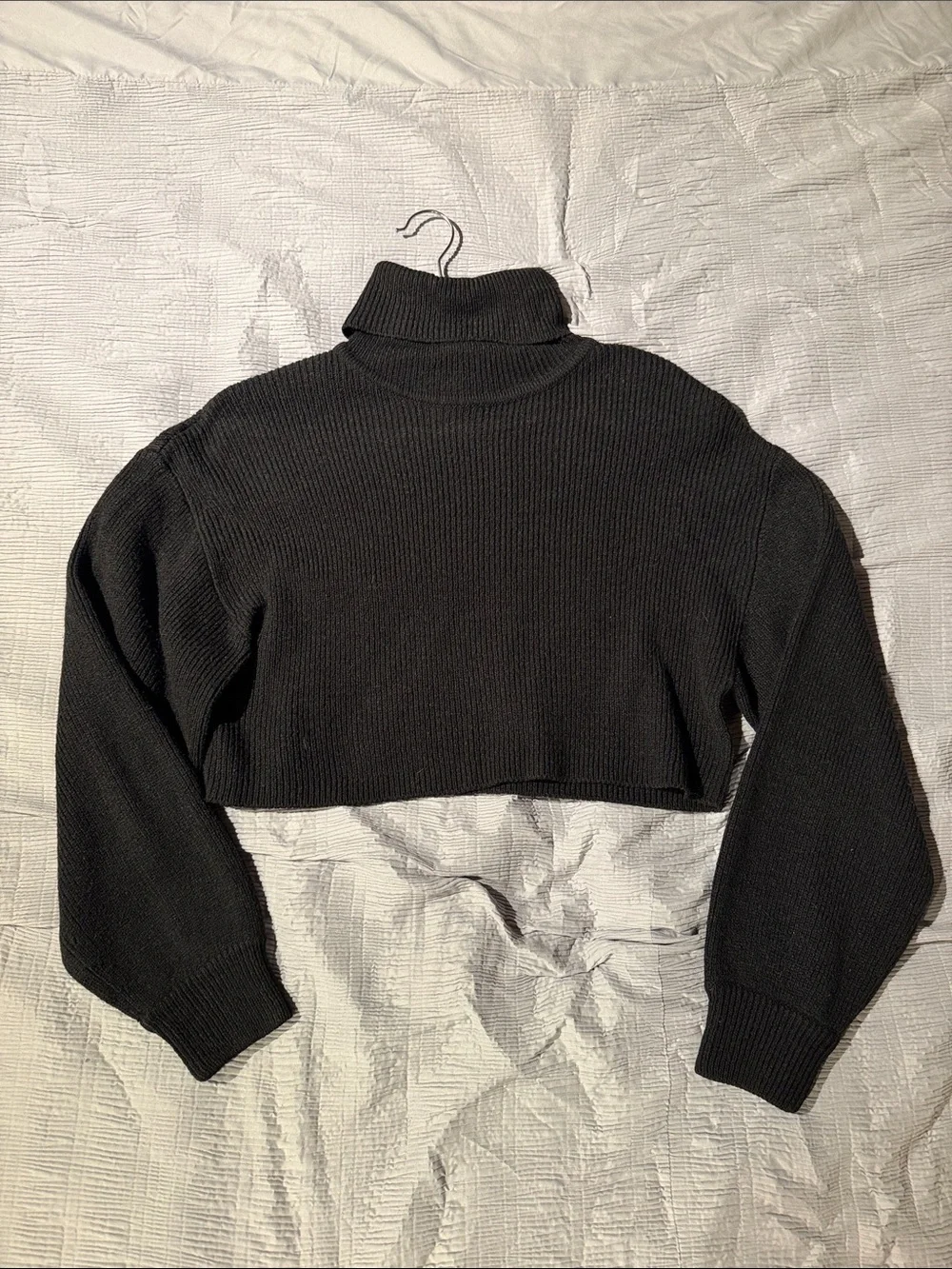 Divided Cropped Black Turtleneck Sweater